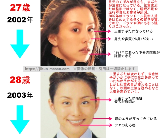米倉涼子の整形疑惑検証2002年〜2003年の画像