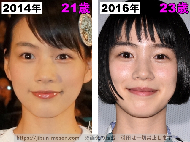 能年玲奈（のん）の顔の比較2014年〜2016年の画像