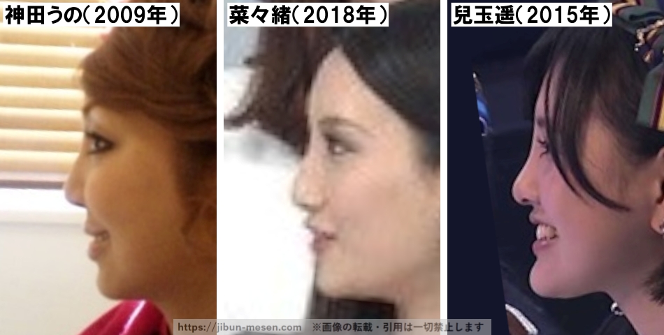 神田うの、菜々緒、兒玉遥の横顔の画像