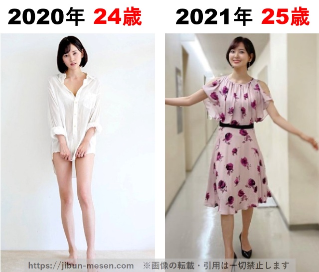 兒玉遥の体重の変化2020年〜2021年の画像