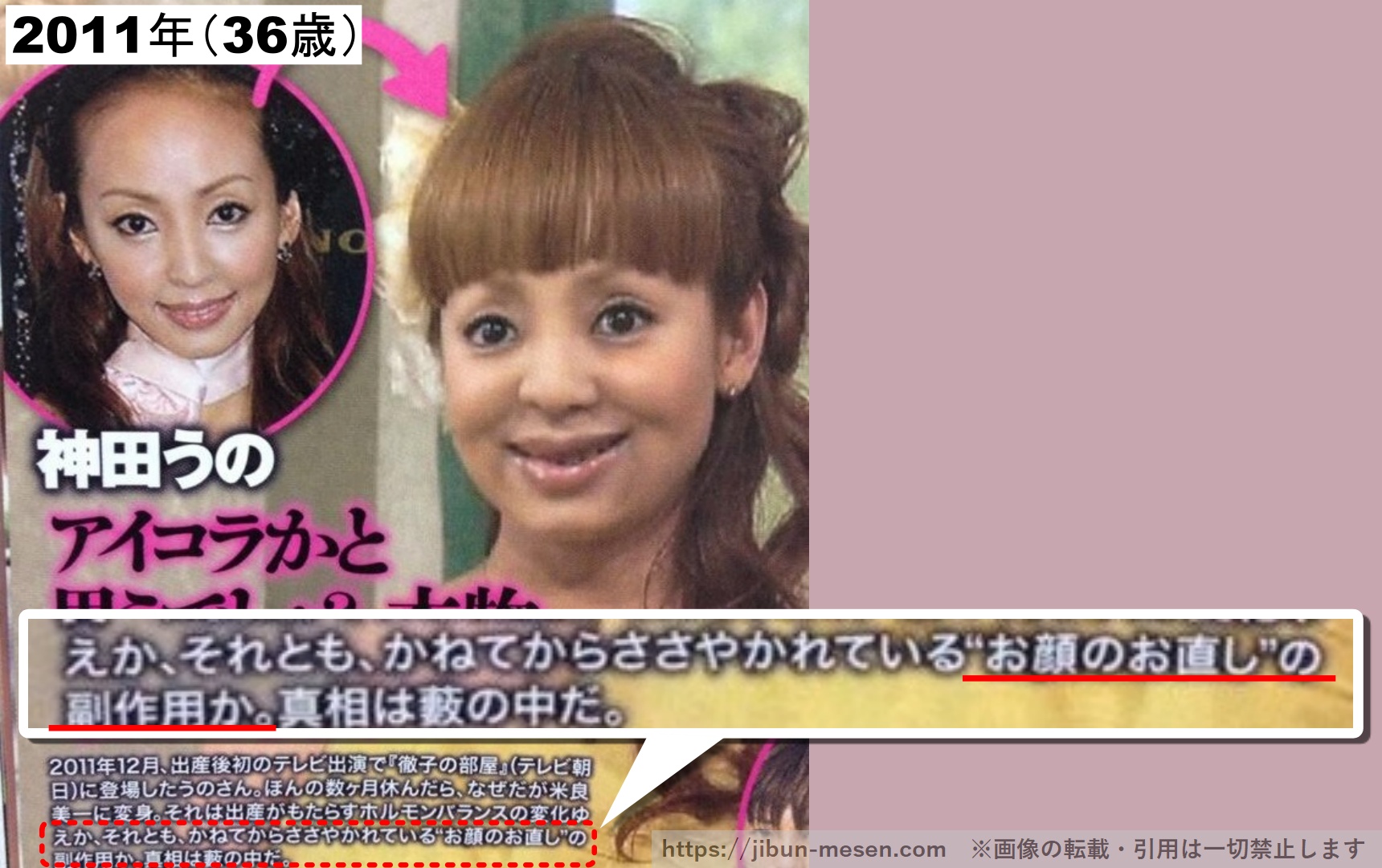 別人のように顔が変わった神田うのの画像