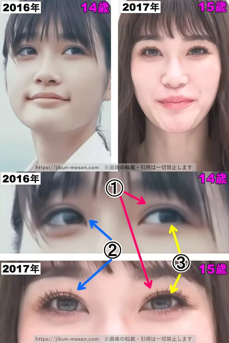 生見愛瑠（めるる）の目の整形検証2016〜2017年の画像