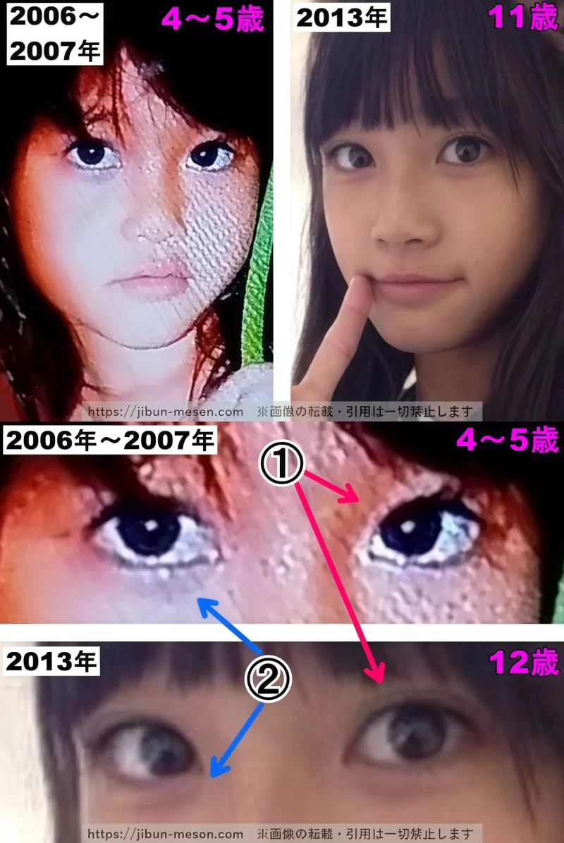 生見愛瑠（めるる）の目の整形検証幼少期〜2013年の画像