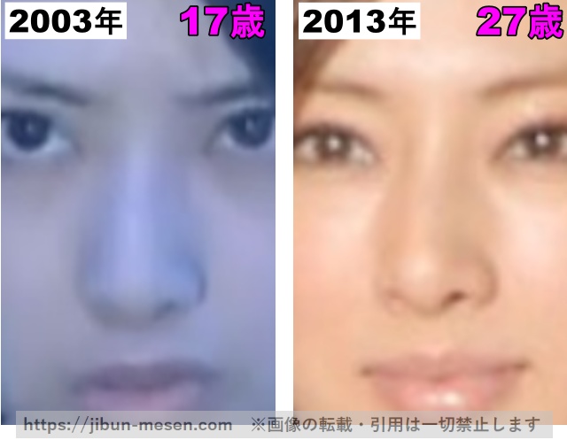 北川景子の鼻の整形検証2003年〜2013年（拡大）の画像