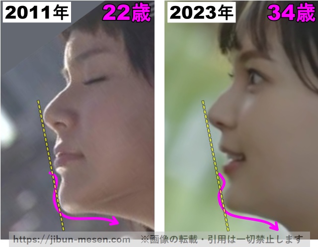 多部未華子の顎の整形検証2011年〜2023年（拡大）の画像