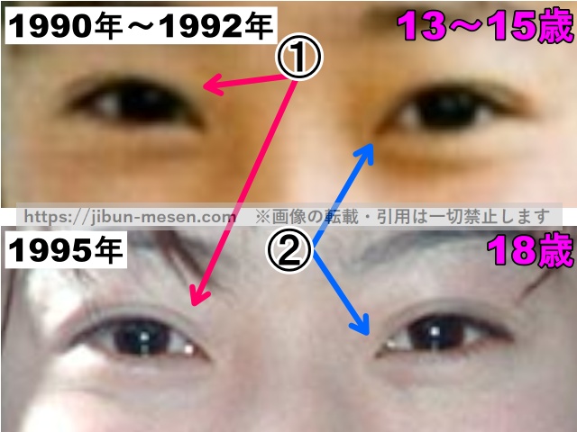 菅野美穂の目の整形検証中学生〜1995年（拡大）の画像