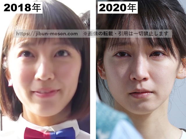 吉岡里帆の顔のアングル・表情の比較の画像