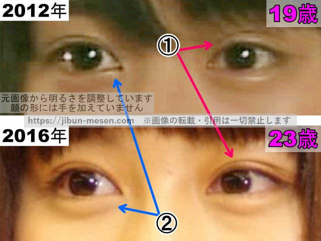 有村架純の目の整形検証2012年〜2016年（拡大）の画像