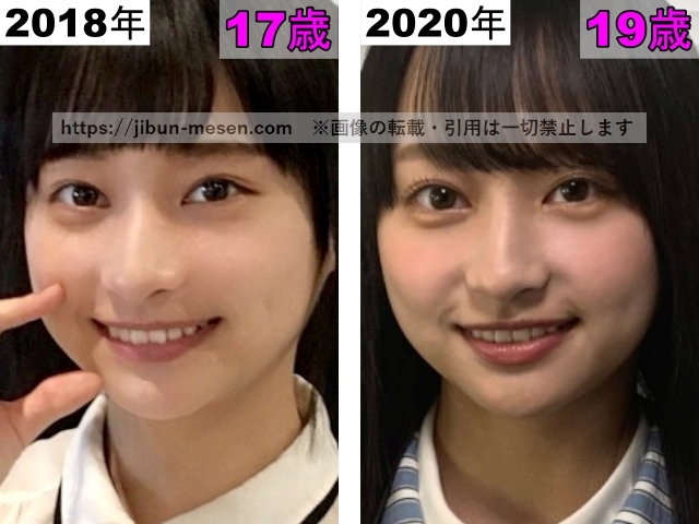 影山優佳の鼻の整形検証2018年～2020年の画像