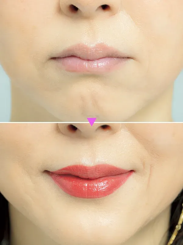 リップメイクの前後の比較（美ST HPより引用）