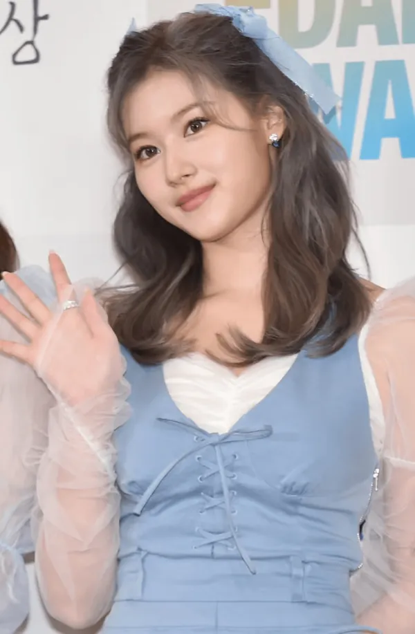 手を振っているTWICEサナ