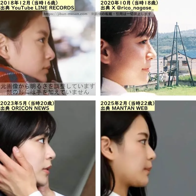 永瀬莉子の鼻の整形検証2018年～2025年（横顔）