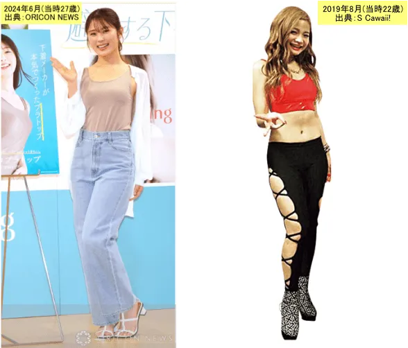 全身画像の渋谷凪咲(左)とhibiki(右)