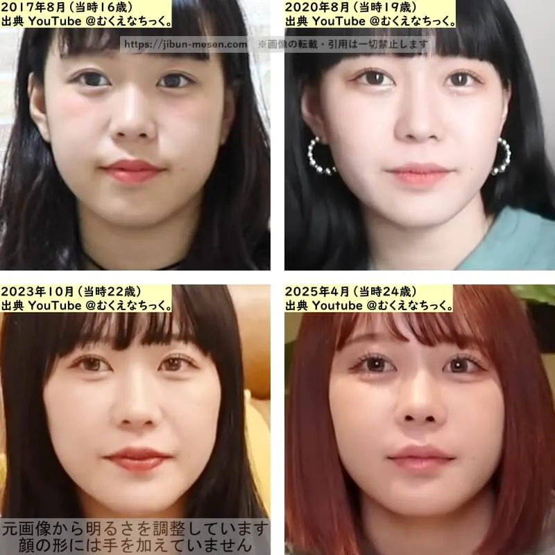 むくえな えなの目の整形検証2017年～2025年の画像