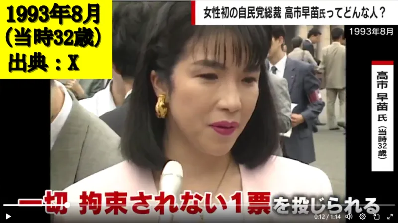 若い頃の高市早苗（出典：X@rinoko01）みんな若くて可愛い。邪悪さがない。