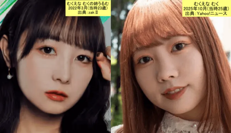 「むくえな むくの姉うるむ」【左】と「むくえな むく」【右】