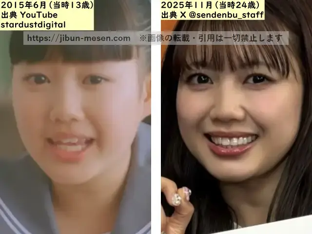 吉川ひよりの顔の比較2015年～2025年の画像