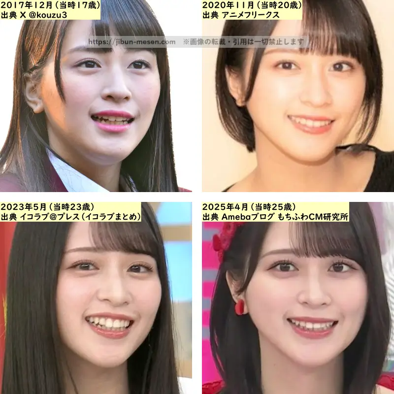 佐々木舞香の鼻の整形検証2017年~2025年の画像