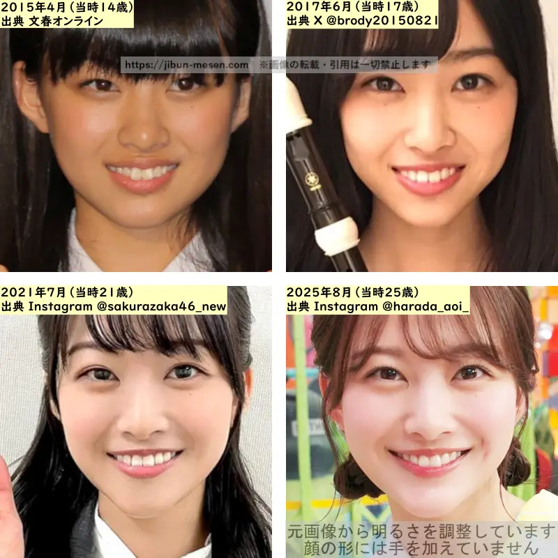 原田葵の唇の整形検証2015年～2025年の画像