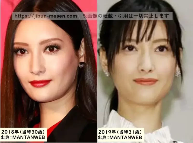 菜々緒のメイク比較画像