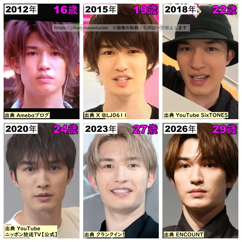 ジェシーの顔の経年変化2012年~2026年の画像