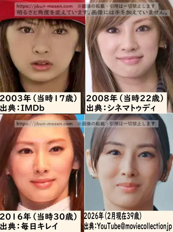 北川景子の唇と輪郭の整形検証2003年～2026年の画像