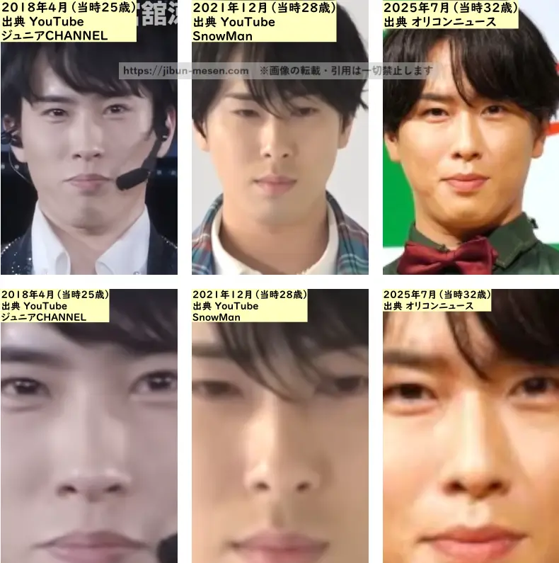 宮舘涼太の鼻の整形検証2018年～2025年の画像