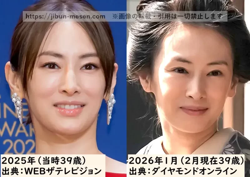 北川景子のメイクと髪型比較2025年～2026年の画像